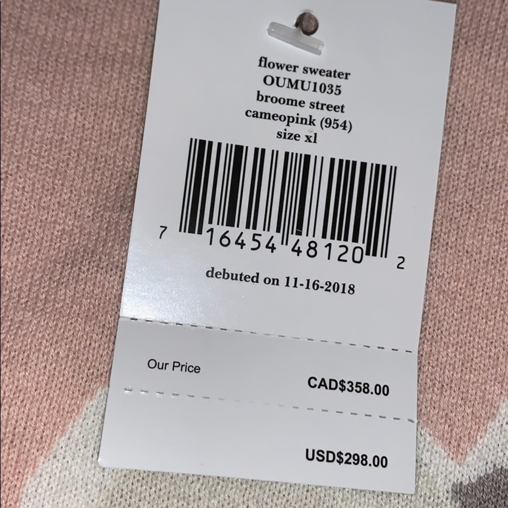 NWT Kate Spade Broome Street Flower Sweater XL - Picture 4 of 4